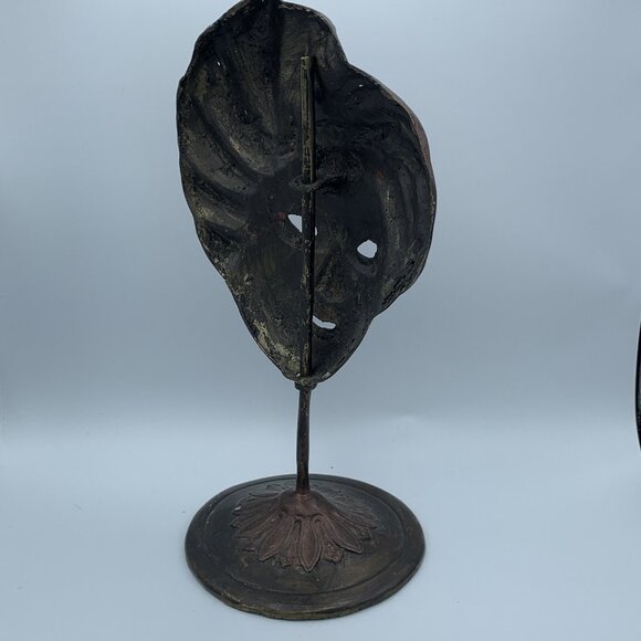 Vintage Mardi Gras Theatrical Face Mask on Stand Copper Brass ‘Antique’ Finish - Picture 2 of 15